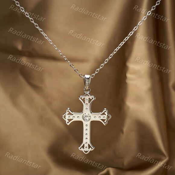 NEW Certified 1ct. t.w. Moissanite Cross Necklace - Picture 4 of 7